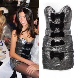 Ronny Kobo Ray Metallic Mini Dress With Bowties